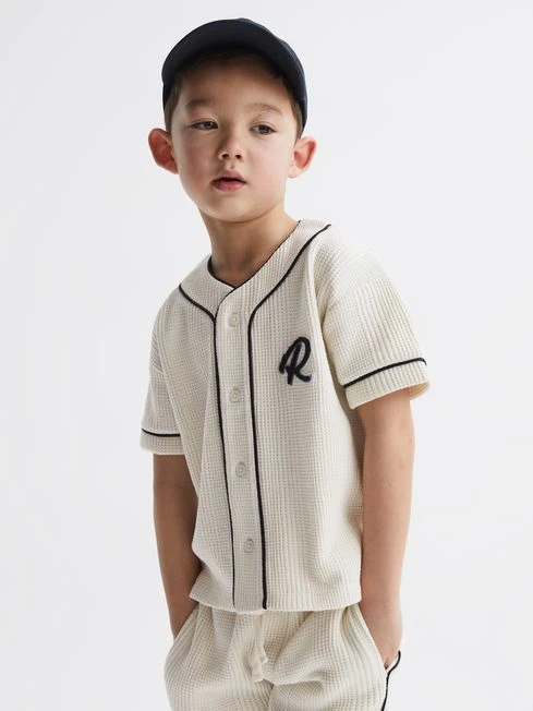 Reiss Ecru Jonny Senior Textured Collarless Shirt 4 Reiss Ecru Jonny Senior Textured Collarless Shirt - Image 3