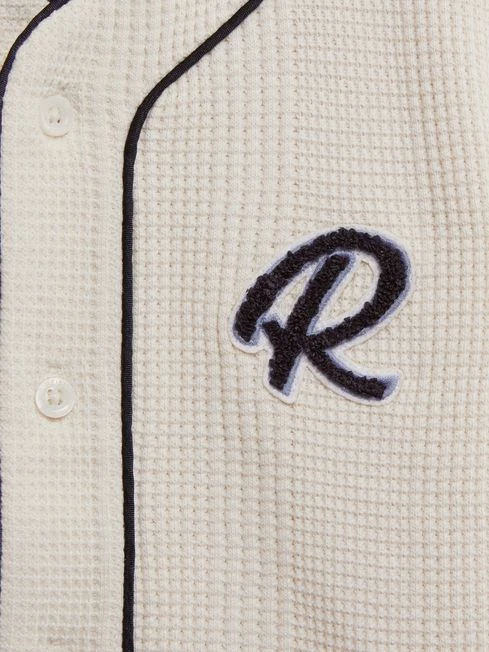 Reiss Ecru Jonny Senior Textured Collarless Shirt 7 Reiss Ecru Jonny Senior Textured Collarless Shirt - Image 6