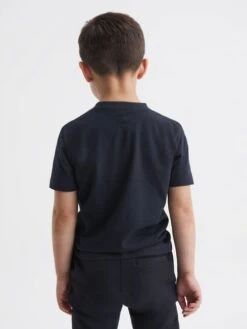 Reiss Navy Jude Senior Motif Crew Neck T-Shirt -Style Trend Shop D36427s5