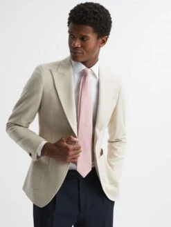 Reiss Soft Pink Ceremony Textured Silk Tie -Style Trend Shop D39 987s2