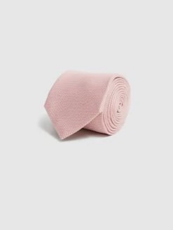 Reiss Soft Pink Ceremony Textured Silk Tie -Style Trend Shop D39 987s3