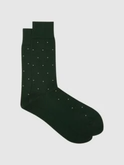 Reiss Bottle Green Mario Spot Polka Dot Socks