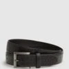 Reiss Black/Gunmetal Albany Leather Belt