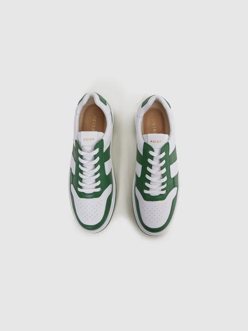 Reiss Green Arlo Low Top Leather Trainers 5 Reiss Green Arlo Low Top Leather Trainers - Image 3