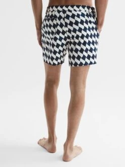 Reiss Navy/Ecru Santorini Abstract Print Swim Shorts -Style Trend Shop D40 014s5