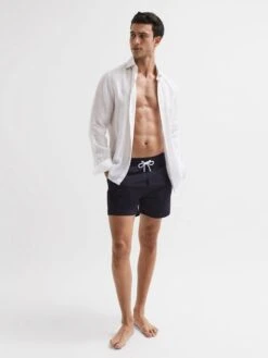 Reiss Navy Beach Plain Drawstring Swim Shorts -Style Trend Shop D40 021s7