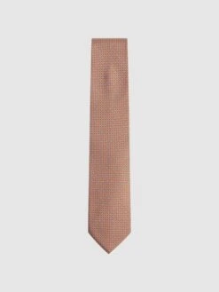Reiss Bright Orange Como Silk Geometric Printed Tie