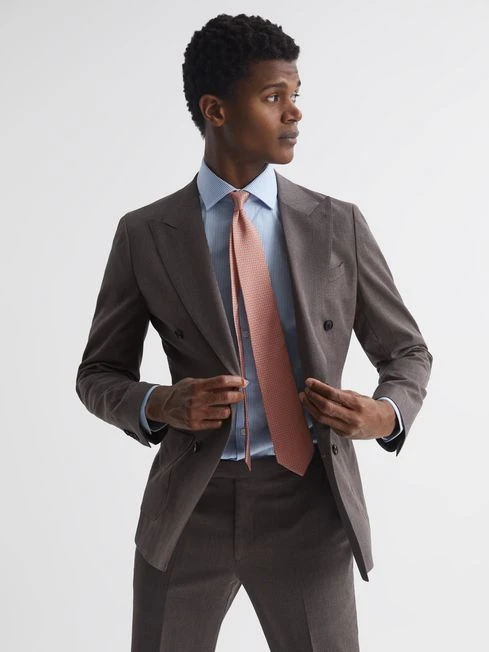 Reiss Bright Orange Como Silk Geometric Printed Tie 4 Reiss Bright Orange Como Silk Geometric Printed Tie - Image 2