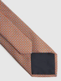 Reiss Bright Orange Como Silk Geometric Printed Tie 10 Reiss Bright Orange Como Silk Geometric Printed Tie -Style Trend Shop D40 052s4
