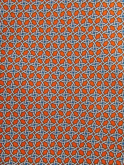 Reiss Bright Orange Como Silk Geometric Printed Tie 7 Reiss Bright Orange Como Silk Geometric Printed Tie - Image 5