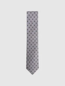 Reiss Airforce Blue Asolo Silk Medallion Print Tie