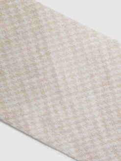 Reiss Oatmeal Vasto Linen Puppytooth Tie -Style Trend Shop D40 067s5