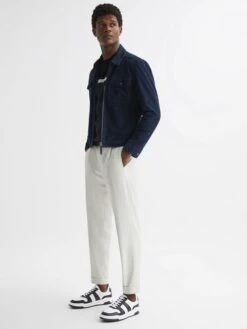 Reiss Black Arlo Low Top Leather Trainers -Style Trend Shop D40002s2