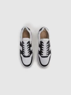 Reiss Black Arlo Low Top Leather Trainers -Style Trend Shop D40002s3