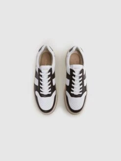 Reiss Brown Arlo Low Top Leather Trainers -Style Trend Shop D40003s3