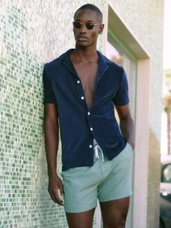 Reiss Bright Green/White Shape Printed Drawstring Swim Shorts -Style Trend Shop D40008s3