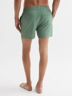 Reiss Bright Green/White Shape Printed Drawstring Swim Shorts -Style Trend Shop D40008s5