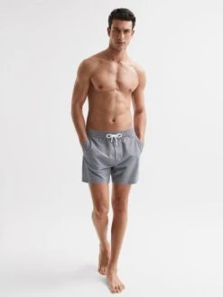 Reiss Airforce Blue/White Shape Printed Drawstring Swim Shorts -Style Trend Shop D40009s3