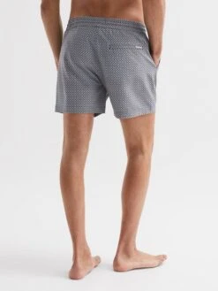 Reiss Airforce Blue/White Shape Printed Drawstring Swim Shorts -Style Trend Shop D40009s5
