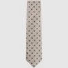 Reiss Oatmeal Melange Taranto Floral Medallion Printed Silk Tie