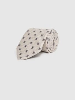 Reiss Oatmeal Melange Taranto Floral Medallion Printed Silk Tie 9 Reiss Oatmeal Melange Taranto Floral Medallion Printed Silk Tie -Style Trend Shop D40069s3