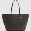 Reiss Chocolate/Tan Dani Bloom Logo Tote Bag -Style Trend Shop D43 706s