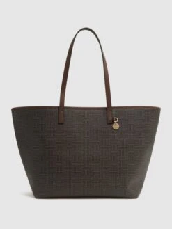 Reiss Chocolate/Tan Dani Bloom Logo Tote Bag