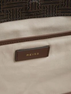 Reiss Chocolate/Tan Dani Bloom Logo Tote Bag -Style Trend Shop D43 706s3