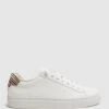 Reiss White/Animal Print Finley Lace Up Leather Trainers -Style Trend Shop D43 715s
