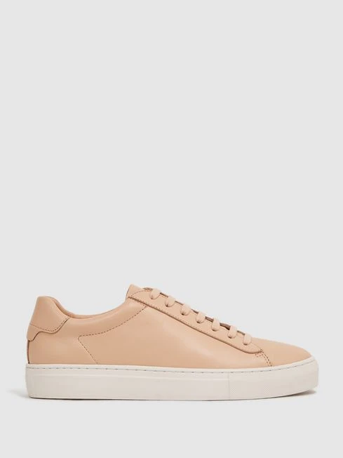 Reiss Biscuit Finley Lace Up Leather Trainers 3 Reiss Biscuit Finley Lace Up Leather Trainers