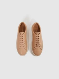 Reiss Biscuit Finley Lace Up Leather Trainers 9 Reiss Biscuit Finley Lace Up Leather Trainers -Style Trend Shop D43 716s3