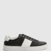 Reiss Black Finley Stripe Leather Trainers -Style Trend Shop D43 718s