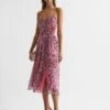 Reiss Pink Pippa Floral Printed Midi Dress -Style Trend Shop D43 766s