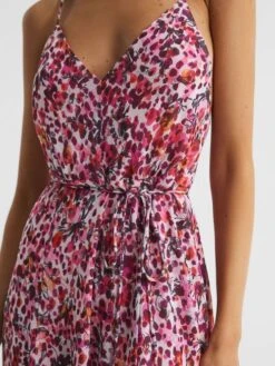 Reiss Pink Pippa Floral Printed Midi Dress -Style Trend Shop D43 766s4