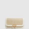 Reiss Natural/Off White Lexi Small Raffia Clutch Bag