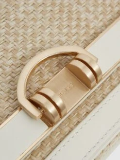 Reiss Natural/Off White Lexi Small Raffia Clutch Bag -Style Trend Shop D43707s6