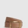 Reiss Camel/Taupe Brompton Leather Belt