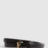 Reiss Black Molly Mini Leather Belt -Style Trend Shop D43714s