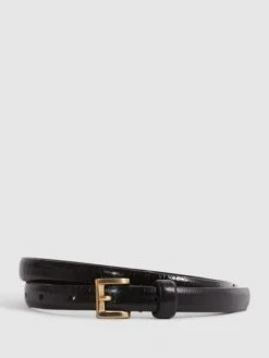 Reiss Black Molly Mini Leather Belt