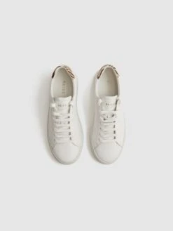 Reiss White/Animal Print Finley Lace Up Leather Trainers -Style Trend Shop D43715s3
