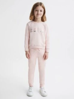 Reiss Soft Pink Maria Junior Sequin Joggers -Style Trend Shop D43737s4