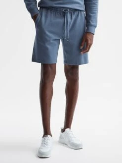 Reiss Airforce Blue Robin Textured Drawstring Shorts