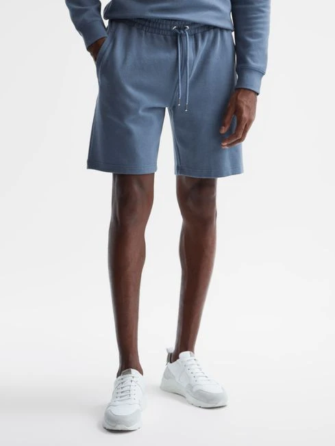 Reiss Airforce Blue Robin Textured Drawstring Shorts 3 Reiss Airforce Blue Robin Textured Drawstring Shorts