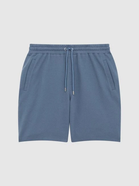 Reiss Airforce Blue Robin Textured Drawstring Shorts 4 Reiss Airforce Blue Robin Textured Drawstring Shorts - Image 2