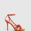 Reiss Bright Orange Eryn Embellished Heeled Sandals
