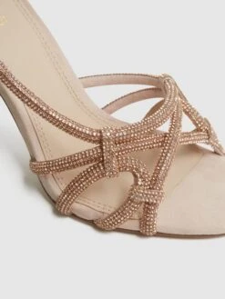 Reiss Nude Eryn Embellished Heeled Sandals -Style Trend Shop D49 967s6