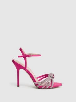 Reiss Pink Estel Embellished Heeled Sandals