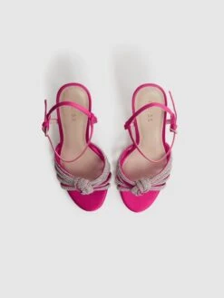 Reiss Pink Estel Embellished Heeled Sandals 11 Reiss Pink Estel Embellished Heeled Sandals -Style Trend Shop D49 968s4