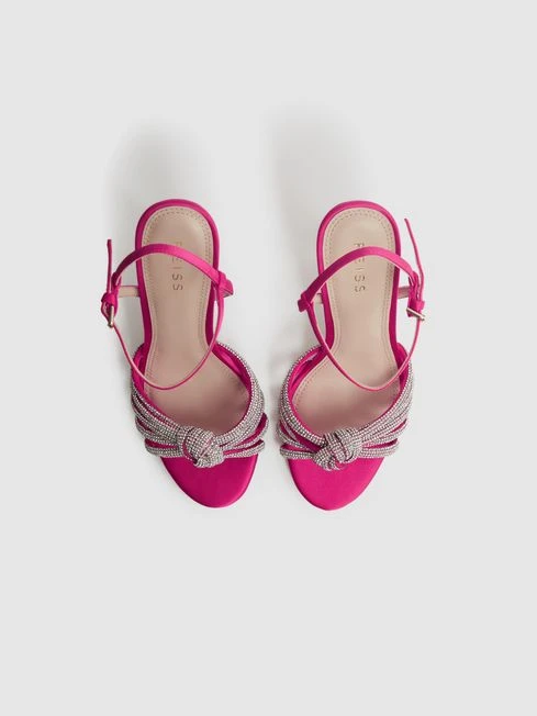 Reiss Pink Estel Embellished Heeled Sandals 6 Reiss Pink Estel Embellished Heeled Sandals - Image 4