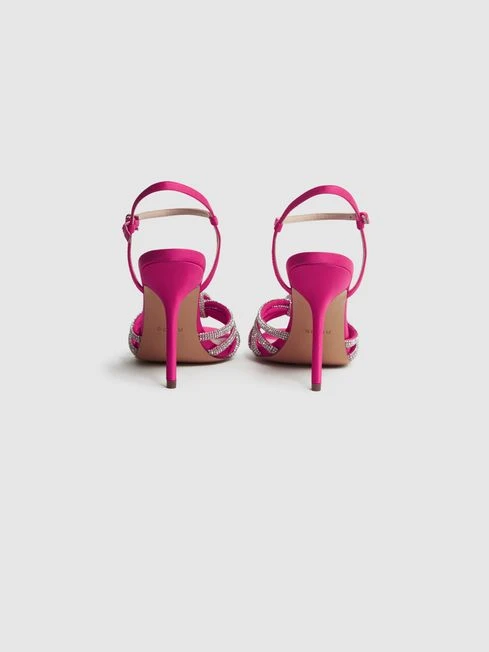 Reiss Pink Estel Embellished Heeled Sandals 7 Reiss Pink Estel Embellished Heeled Sandals - Image 5